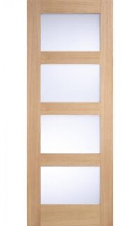 Oak Shaker Glazed 4L Frosted - Prefinished Internal Door