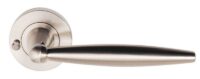 Centaur Lever On Round Rose Privacy Satin Nickel