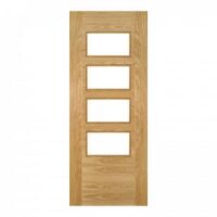 Seville Oak Clear Glazed 4L Square - Prefinished Internal Door