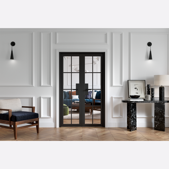 Malvern Black W4 Clear Glazed Prefinished Room Divider